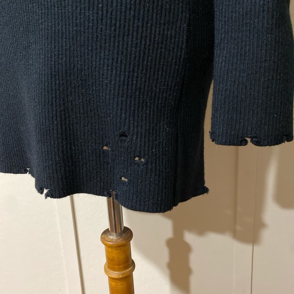 NWOT Dolls Kill Black Distressed Turtleneck Dress, Size Small - Picture 5 of 7